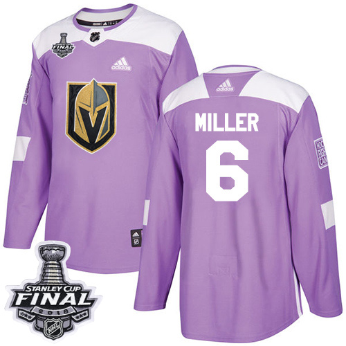 Adidas Golden Knights #6 Colin Miller Purple Authentic Fights Cancer 2018 Stanley Cup Final Stitched NHL Jersey - Click Image to Close